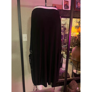 NWT women's black maxi skirt small with pockets buckles and drawstring hemline b